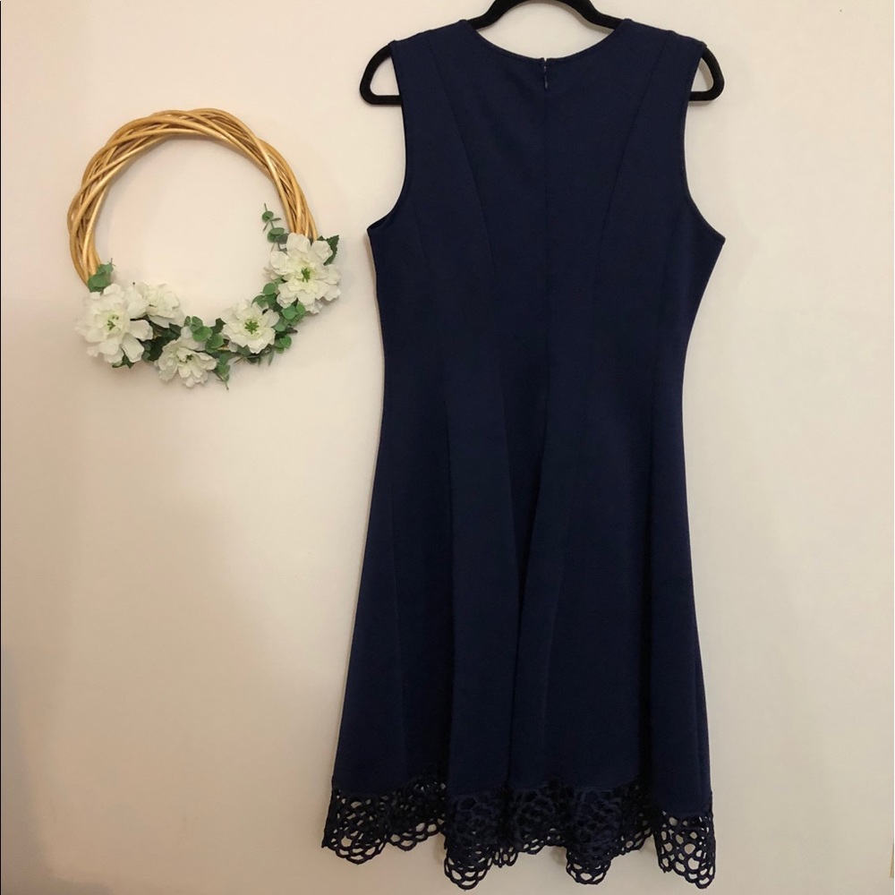 Donna Ricco NY Sleeveless Lace Hem Dress Navy - Picture 2 of 9
